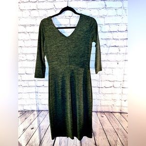AA. Ladies army green straight dress with stretch. Size Large